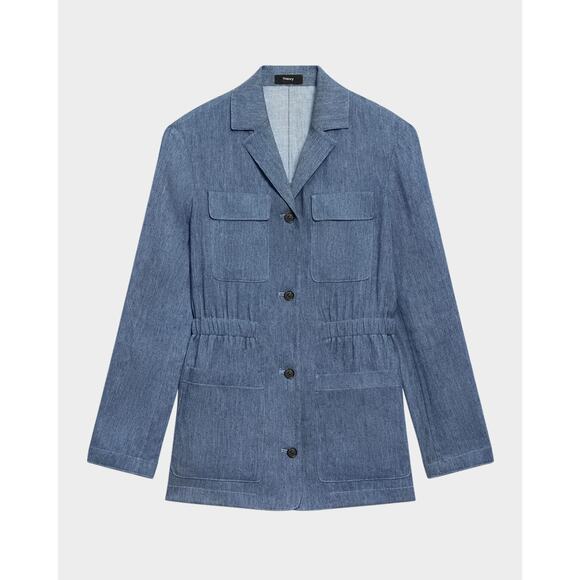 THEORY Fluid Linen Cinch Jacket Blazer 12 - Picture 5 of 13